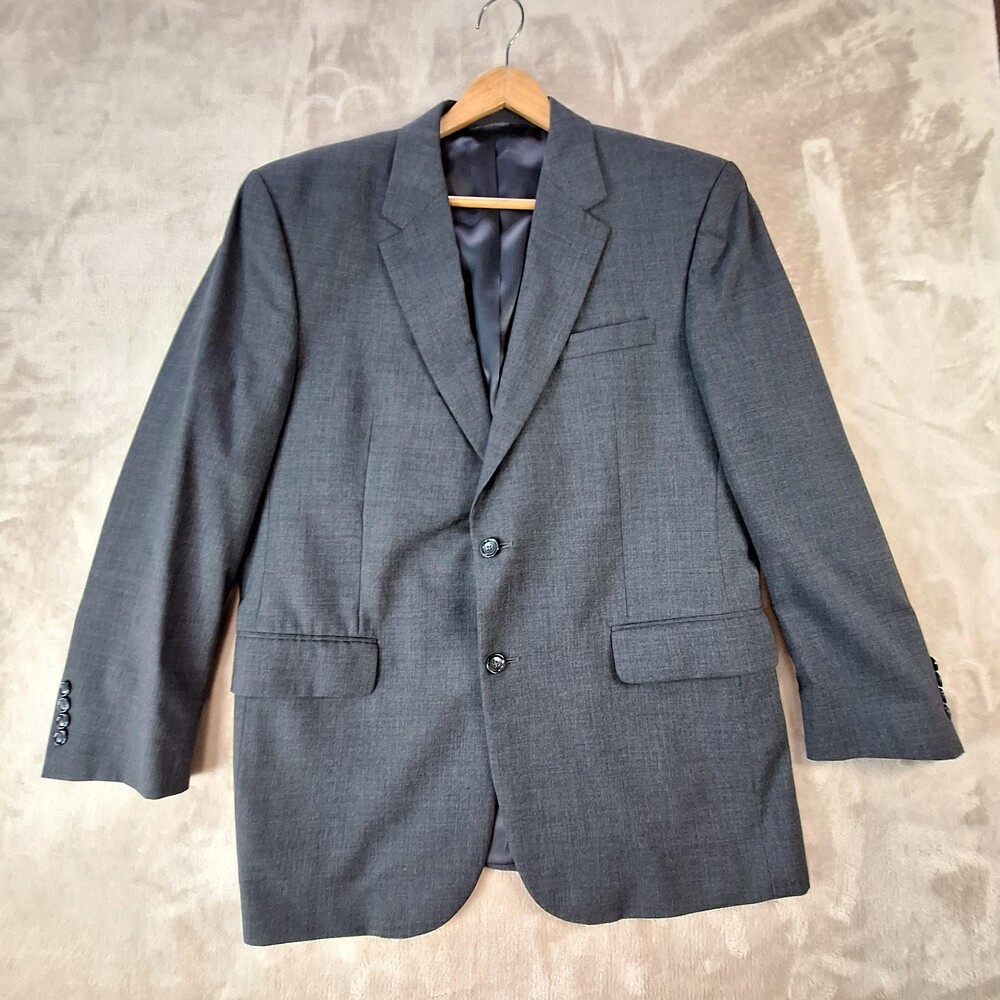 Jos A Bank Suit Jacket Mens 44R Gray Wool Single Vent 2 Button Business